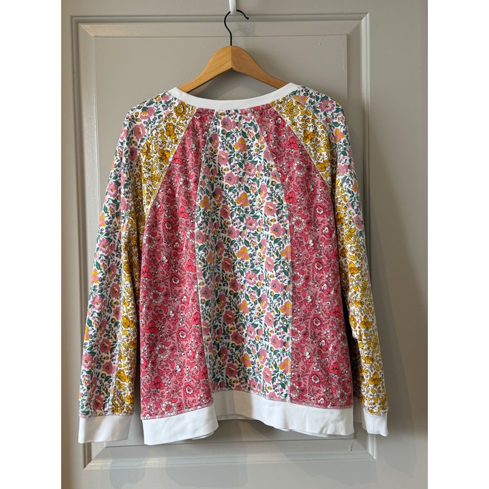 Boden XL Floral Patchwork Sweatshirt Cotton Crewneck Boho Cottagecore - Picture 6 of 14